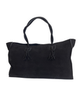 Suede and Leather Tote Black